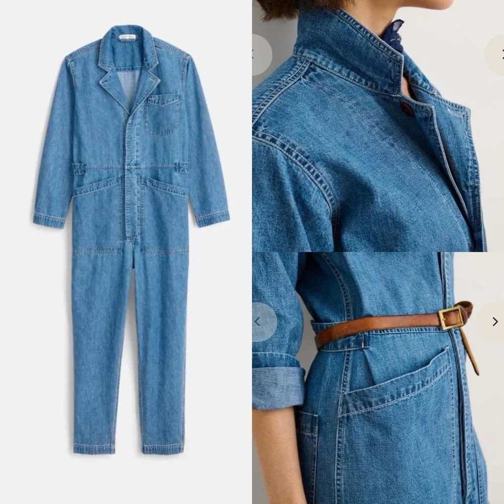 Alex Mill Standard Denim Jumpsuit Boiler Suit Coveralls Blue Utility Cotton - Picture 7 of 16